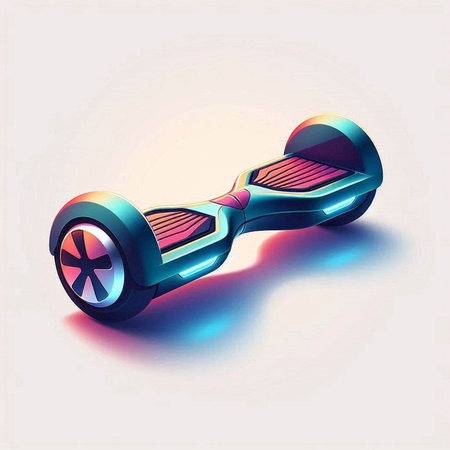 Electric self-balancing scooter on a light background. Vector illustration.のイラスト素材