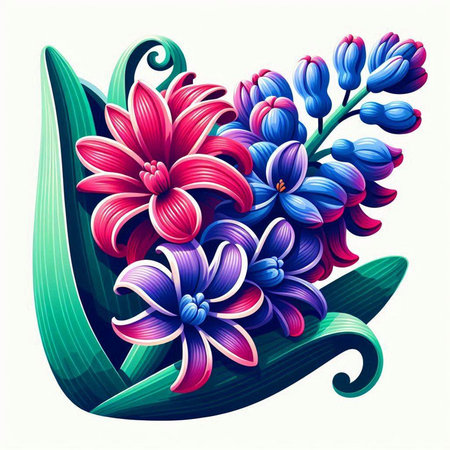 Vector illustration of colorful hyacinth flowers in the form of heartのイラスト素材