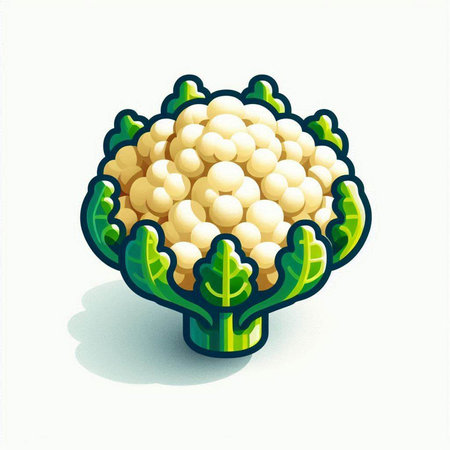 Cauliflower on a white background. Vector illustration of cauliflower.のイラスト素材