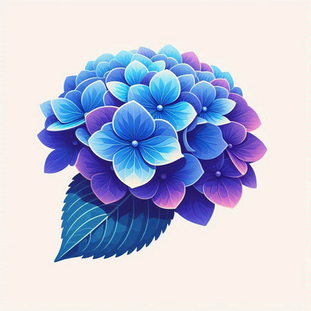 Beautiful blue hydrangea on a light background. Vector illustration.のイラスト素材