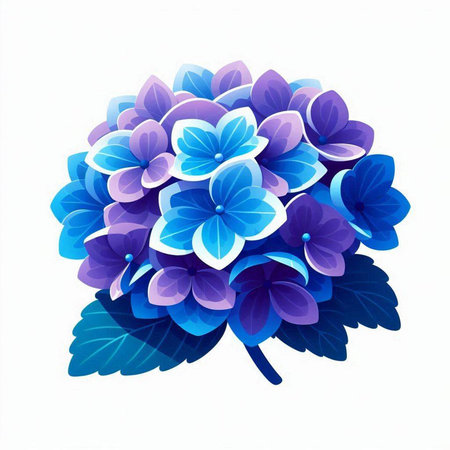 Blue hydrangea flowers on white background. Vector illustration.のイラスト素材