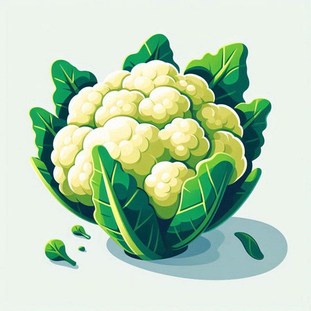 Illustration of a cauliflower on a white background, vector illustrationのイラスト素材