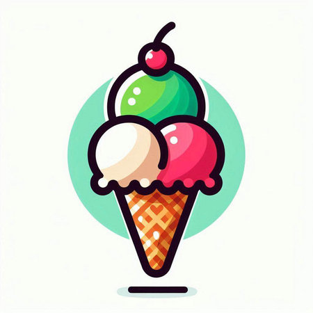 Ice cream vector icon. Ice cream icon in flat style. Ice cream iconのイラスト素材