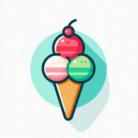 Ice cream in waffle cone icon. Ice cream vector illustration.のイラスト素材