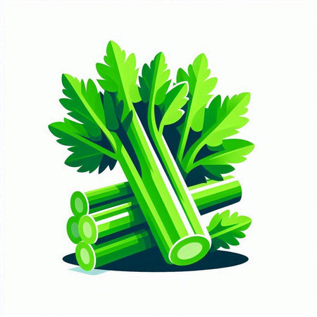 Celery and parsley isolated on white background. Vector illustration.のイラスト素材
