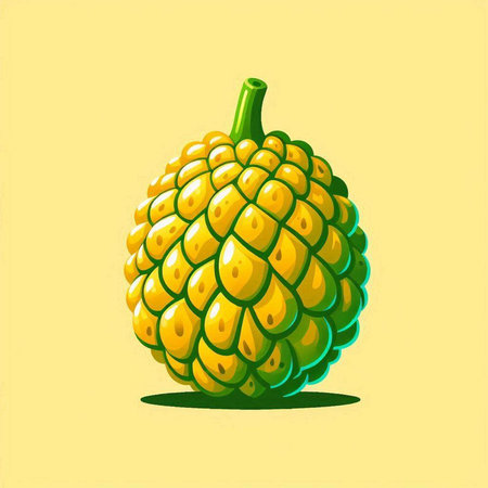 Custard apple isolated on a yellow background. Vector illustration.のイラスト素材