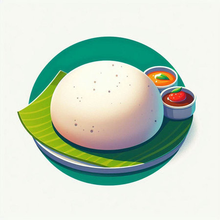 Illustration of a round plate of rice dumpling on a green backgroundのイラスト素材