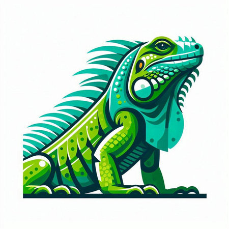 Green iguana isolated on white background. Vector illustration. Eps 10.のイラスト素材