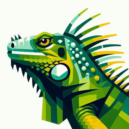 Green iguana on a white background, vector illustration, eps 10のイラスト素材