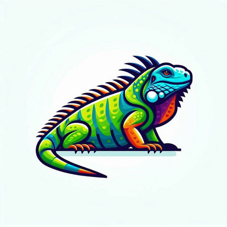 Green iguana vector illustration. Isolated on a white background.のイラスト素材