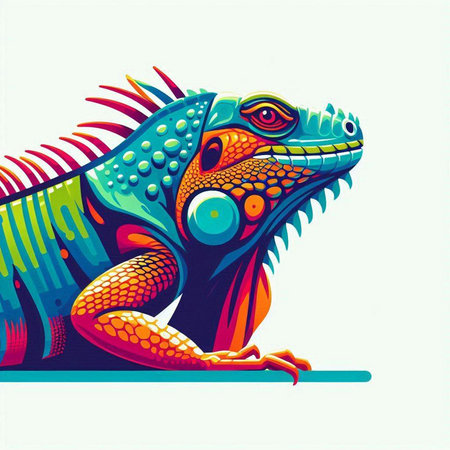 Colorful iguana on white background. Vector illustration for your designのイラスト素材