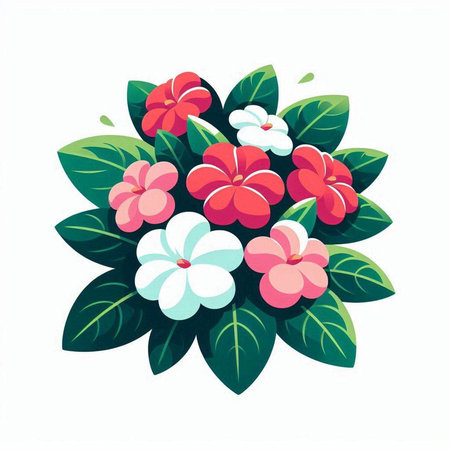 Flower bouquet isolated on white background. Vector illustration in flat style.のイラスト素材