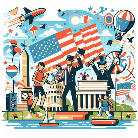 People in United States of America. Vector illustration for your design.のイラスト素材