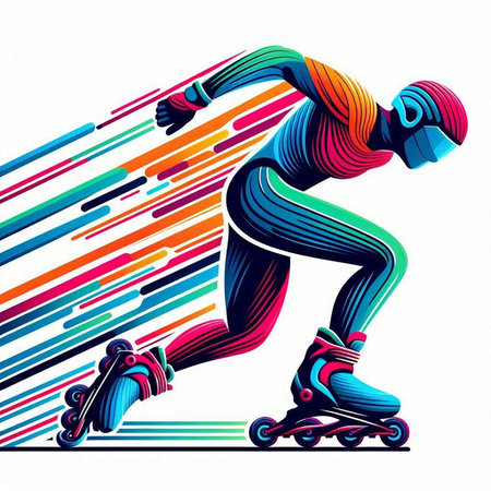 Roller skater in motion. Vector illustration for your design.のイラスト素材