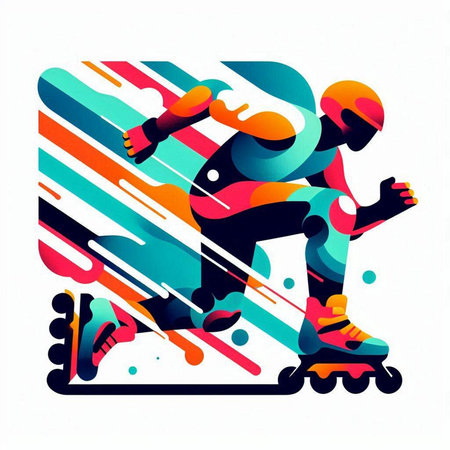 Roller skating. Colorful vector illustration on a white background.のイラスト素材