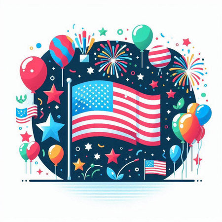 Happy Independence day United States of America greeting card. Vector illustration.のイラスト素材