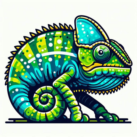 Chameleon isolated on white background. Vector illustration for your designのイラスト素材