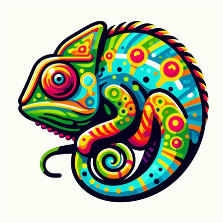 colorful chameleon on a white background. vector illustration.のイラスト素材