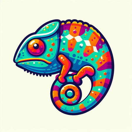 Colorful chameleon on a light background. Vector illustration.のイラスト素材
