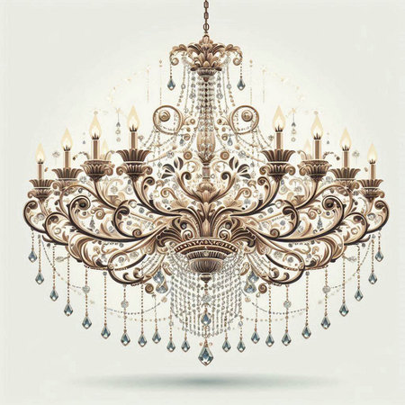 Vintage crystal chandelier. Luxury chandelier.のイラスト素材