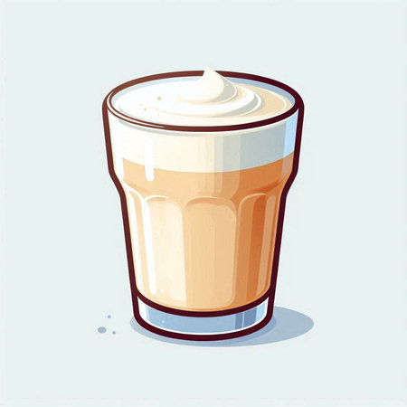 Coffee latte in a glass cup. Vector illustration.のイラスト素材