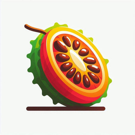 Illustration of a fresh papaya fruit isolated on a white backgroundのイラスト素材