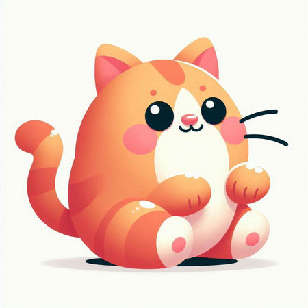Cute cartoon cat isolated on a white background. Vector illustration.のイラスト素材