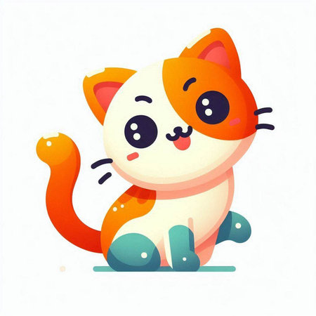 Cute cartoon cat sitting on a white background. Vector illustration.のイラスト素材