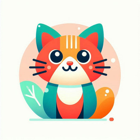 Cute cat. Vector illustration. Colorful cartoon character. Flat design.のイラスト素材