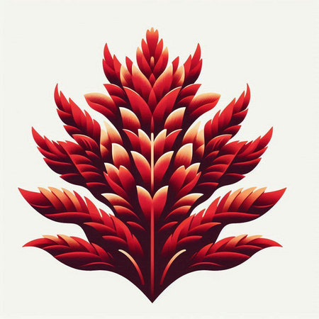 Illustration of red floral ornament on white background, vector illustration.のイラスト素材