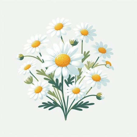 chamomile bouquet on a white background. vector illustration.のイラスト素材