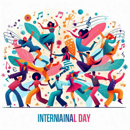 International Day of Music. Vector illustration with people dancing and singing.のイラスト素材