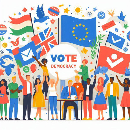 Vote for the European Union in 2020. Ballot Box, Ballot Paper, Ballot Box, Ballot Paper, Ballot Box, Ballot Paper, Ballot Paper, Ballot Paper, Ballot Paper. Vector illustrationのイラスト素材