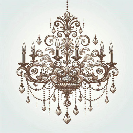Luxury chandelier in Victorian style. Vector illustration.のイラスト素材