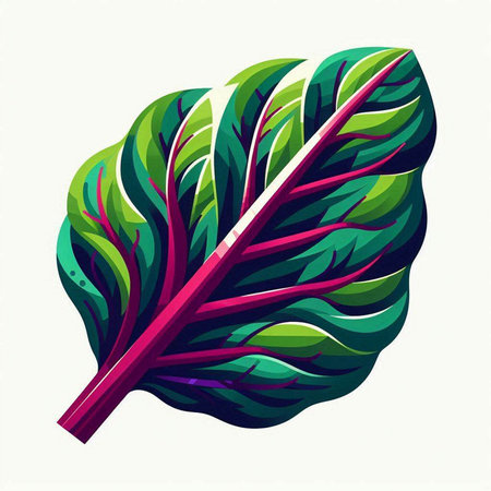 Illustration of a leaf of chard on a white background.のイラスト素材