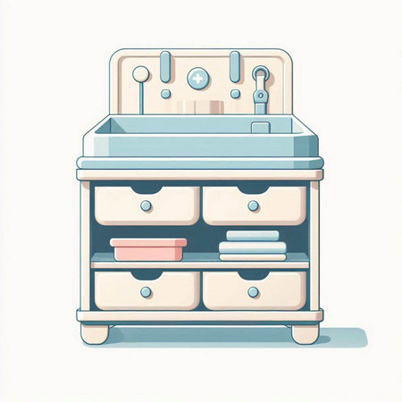 Drawer with drawers and drawers. Vector illustration in cartoon styleのイラスト素材