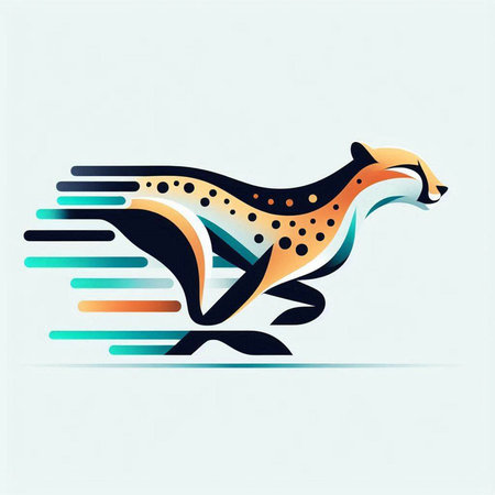Running cheetah with abstract lines. Vector illustration. Eps 10.のイラスト素材