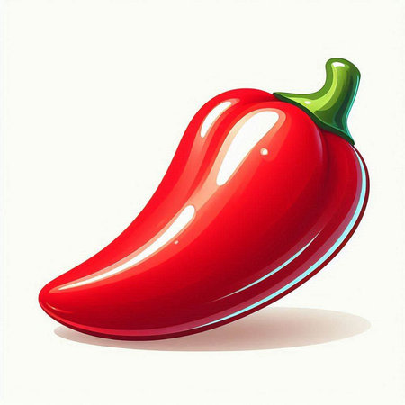 Illustration of a red hot chili pepper on a white background.のイラスト素材