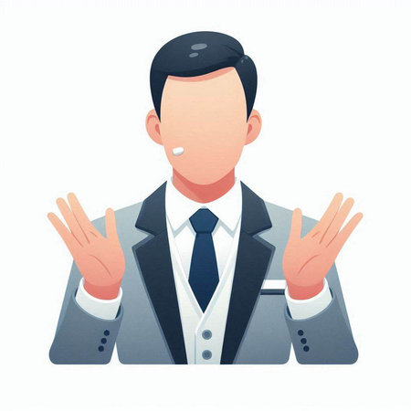 Businessman showing ok hand sign. Vector illustration in cartoon style.のイラスト素材