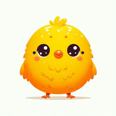 Cute yellow chick isolated on white background. Vector cartoon illustration.のイラスト素材