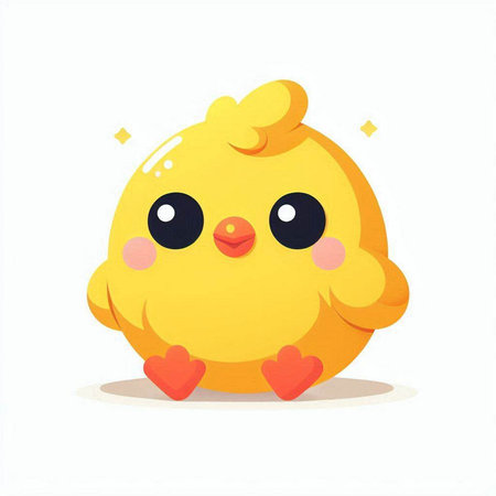 Vector illustration of cute yellow chicken on white background. Cute cartoon chicken.のイラスト素材