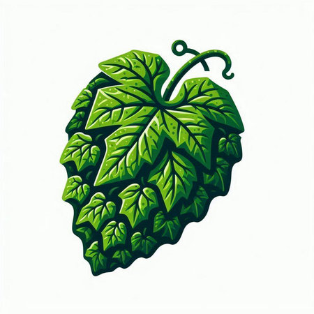 Illustration of a green grape leaf isolated on a white background.のイラスト素材