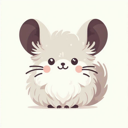 Cute little chinchilla. Vector illustration on white background.のイラスト素材