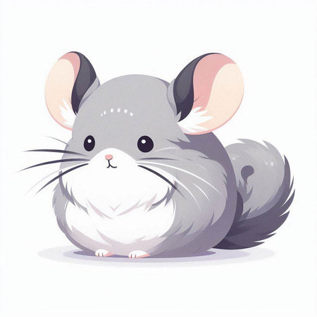 Cute little chinchilla on white background. Vector illustration.のイラスト素材