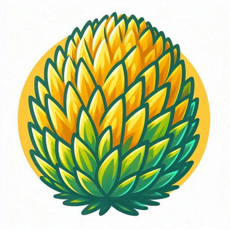 Illustration of a pineapple with a yellow circle on a white backgroundのイラスト素材