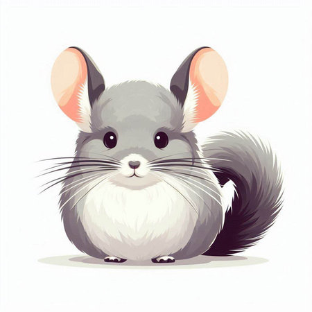 Gray chinchilla on a white background. Vector illustration of a cute little chinchilla.のイラスト素材