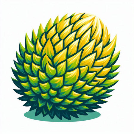 Illustration of a green pine cone isolated on a white background.のイラスト素材
