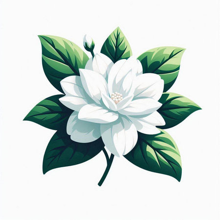 Beautiful white magnolia flower isolated on white background. Vector illustration.のイラスト素材