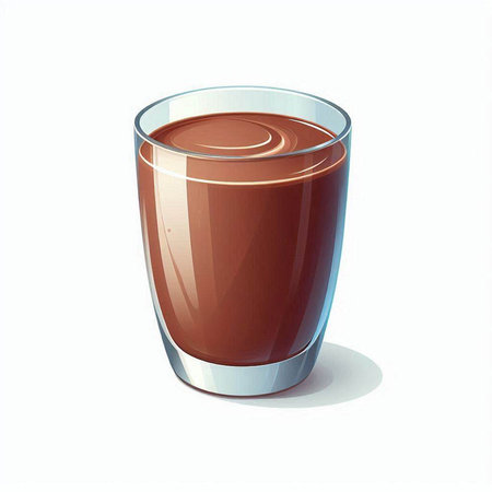 Chocolate milk in a glass isolated on white background. Vector illustration.のイラスト素材