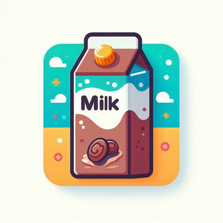 Milk in a glass bottle with a spoon. Vector illustration.のイラスト素材